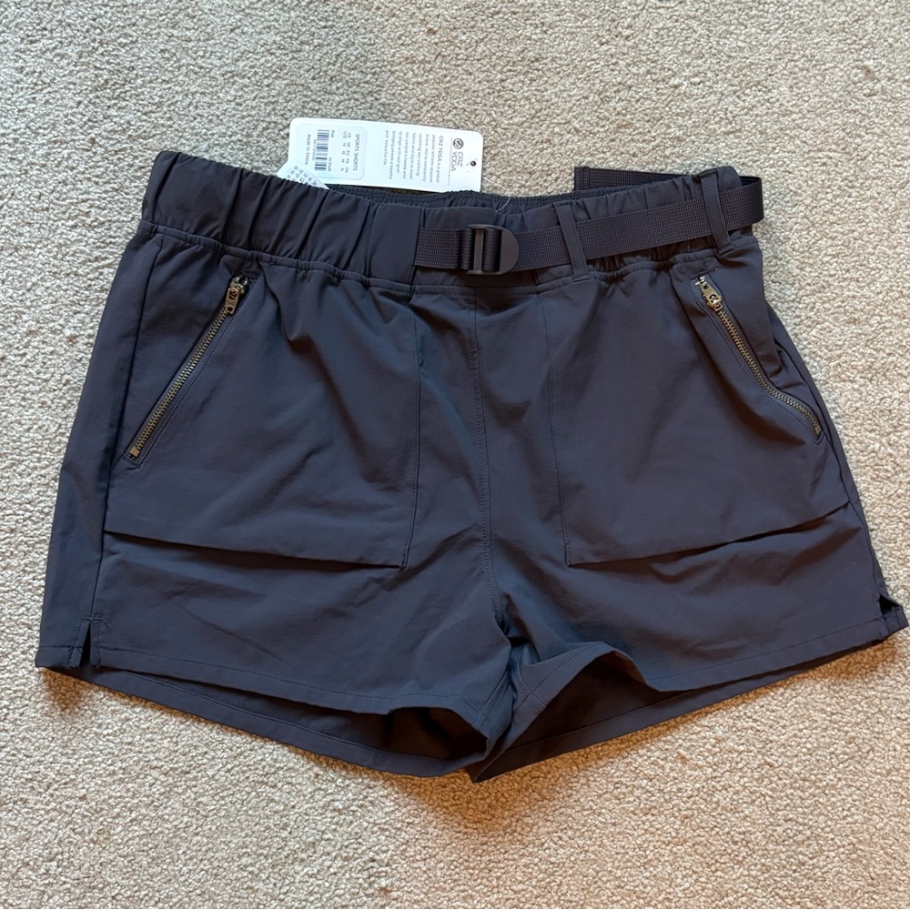 CRZ YOGA Women's Charcoal Belted Cargo Shorts